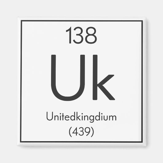 Aimant Élément britannique "Unitedkingdium" Chimie drôle (Devant)