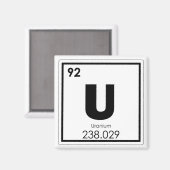 Aimant Élément chimique de l'uranium, symbole formule chi (Recto/Verso)