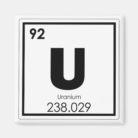 Aimant Élément chimique de l'uranium, symbole formule chi (Devant)