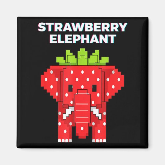 Aimant Élément pixel art fraise éléphant mignon animal de (Devant)