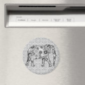 Aimant Éléphale tourbillon fractal - gris, noir et blanc (In Situ (Lave-vaisselle))