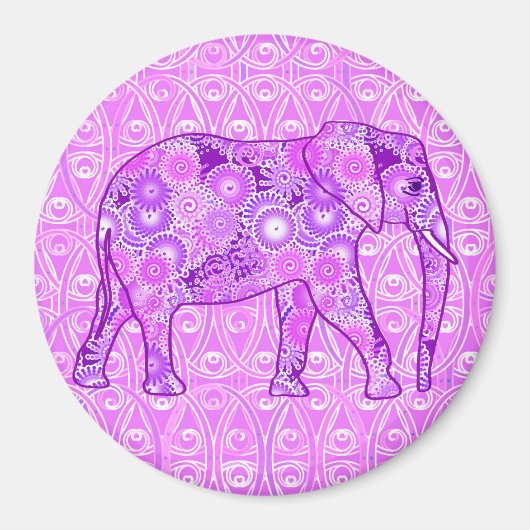 Aimant Éléphale tourbillon fractal - violet et orchidée (Devant)
