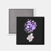 Aimant Eléphane mignon soufflant de Lons Violets overdose (Recto/Verso)