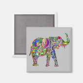 Aimant Eléphant Abstrait vibrant (Recto/Verso)