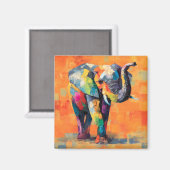 Aimant Eléphant arc-en-ciel Abstrait (Recto/Verso)