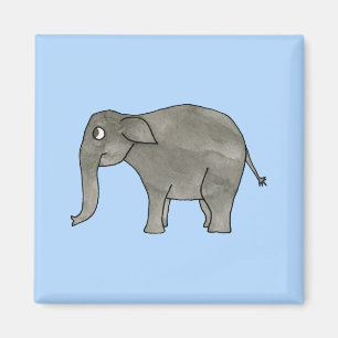 Aimant Eléphant asiatique, bleu clair.
