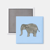 Aimant Eléphant asiatique, sur bleu clair. (Recto/Verso)