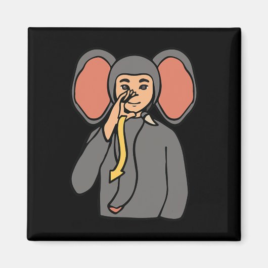 Aimant Eléphant ASL Geste main sourde Accusé de perte d'a (Devant)