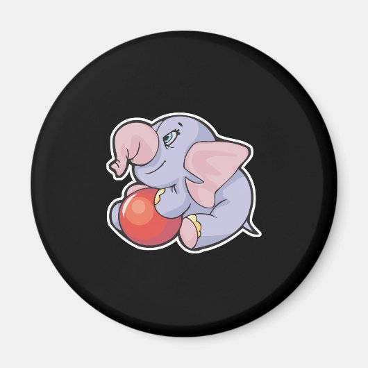 Aimant éléphant bébé avec balle (Devant)