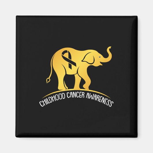 Aimant Elephant Childhood Cancer Awareness Ribbon Warrier (Devant)