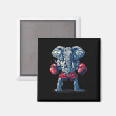 Aimant Éléphant de boxe avec gants de boxe Kickboxing Amu (Recto/Verso)