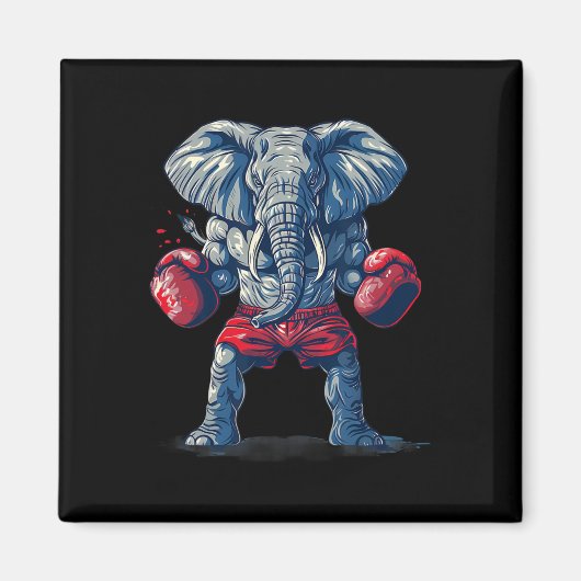 Aimant Éléphant de boxe avec gants de boxe Kickboxing Amu (Devant)