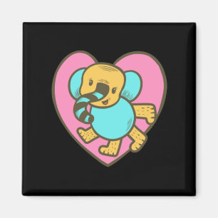 Aimant Éléphant de dessin animé rétro Cœur d'amour