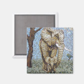 Aimant éléphant en mosaïque (Recto/Verso)