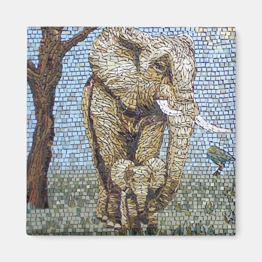 Aimant éléphant en mosaïque (Devant)