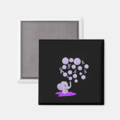 Aimant Éléphant faisant exploser des lloons violets Sensi (Recto/Verso)