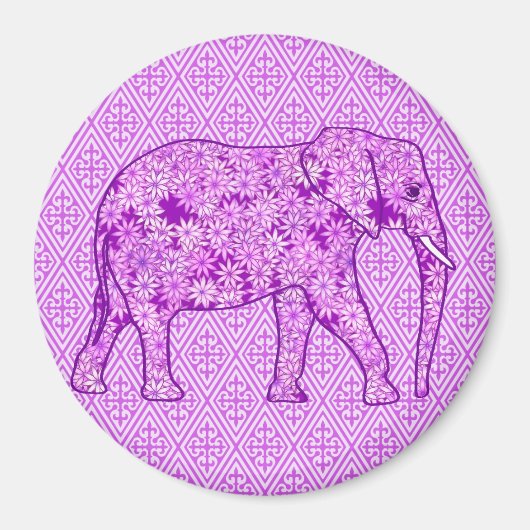 Aimant Eléphant fleur - améthyste violet (Devant)