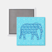 Aimant Éléphant fleur de lotus - turquoise (Recto/Verso)
