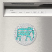 Aimant Eléphant fleur Mandala - turquoise, gris & blanc (In Situ (Lave-vaisselle))