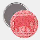 Aimant Éléphant floral - rouge profond et corail (Recto/Verso)