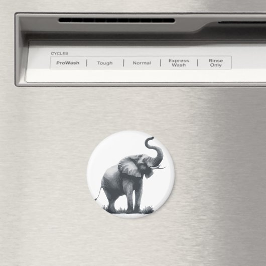 Aimant Eléphant majestueux avec tronc élevé (In Situ (Lave-vaisselle))