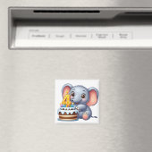 Aimant Éléphant Mignon 4ème Anniversaire (In Situ (Lave-vaisselle))
