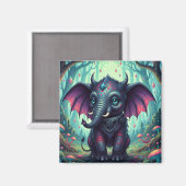 Aimant Elephant mystique ailé dans la forêt enchantée (Recto/Verso)