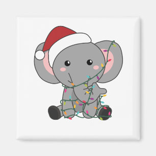 Aimant Eléphant Noël Neige Hiver Animaux Eléphants