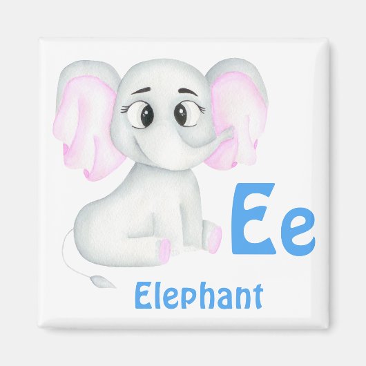 Aimant Elephant personnalise ABC : Lettre E - Ajouter vot (Devant)