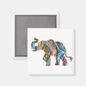 Aimant éléphant psychédélique (Recto/Verso)