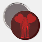 Aimant Éléphant rouge romantique (Recto/Verso)