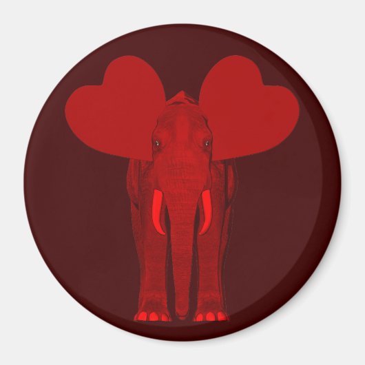 Aimant Éléphant rouge romantique (Devant)