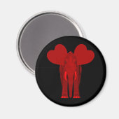 Aimant Éléphant rouge romantique (Recto/Verso)