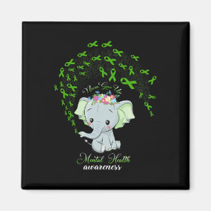 Aimant Elephant Santé mentale Sensibilisation Cadeau Guer