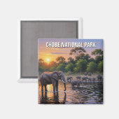 Aimant Eléphants dans le Parc national de Chobe Botswana (Recto/Verso)