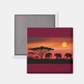 Aimant Eléphants et couchers de soleil (Recto/Verso)