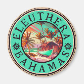 Aimant Eleuthera Bahamas Retro Sunset Travel Souvenir 60s (Devant)