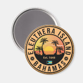 Aimant Eleuthera Island Bahamas Retro Sunset Souvenirs (Recto/Verso)