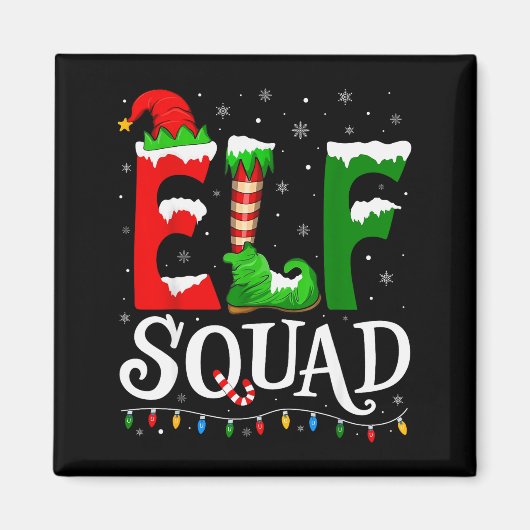 Aimant Elf Squad Funny Christmas Family Pajamas (Devant)