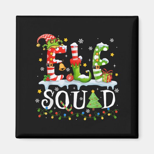 Aimant Elf Squad Funny Elf Family Christmas Matching Paja (Devant)
