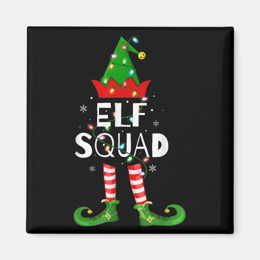 Aimant Elf Squad Xmas Matching Family Pajamas Funny Elf C (Devant)