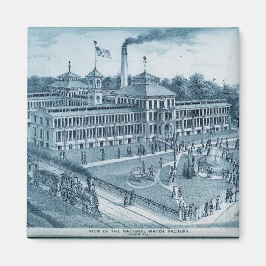 Aimant Elgin Watch Factory 1871 Image Elgin Illinois (Devant)