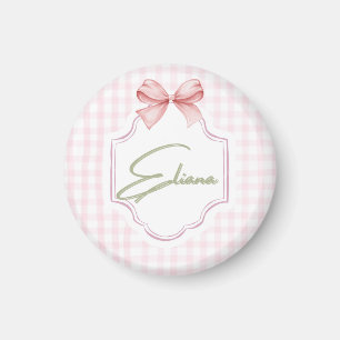 Aimant Eliana Personnalisé Pink Bow & En vichy Imprimer