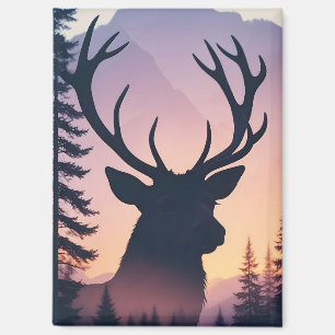 Aimant Elk Double exposition Animal Nature sauvage Sauvag