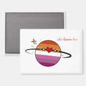Aimant Elle aime son drapeau lesbien de coucher de soleil (Recto/Verso)
