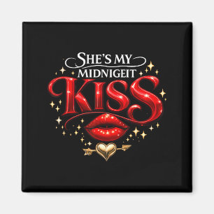Aimant Elle est mon baiser de minuit Bonne année à assort