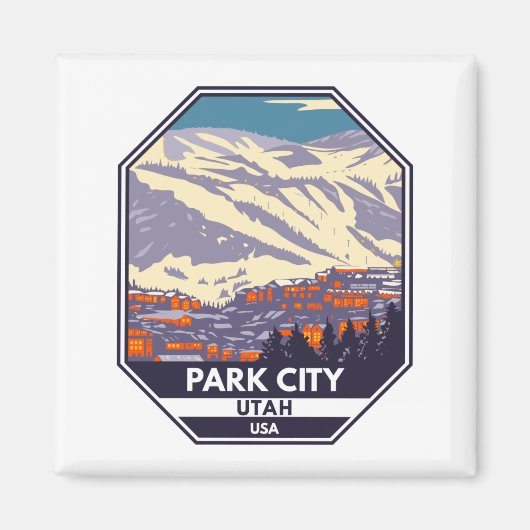 Aimant Emblem de la région d'hiver de Park City Utah (Devant)