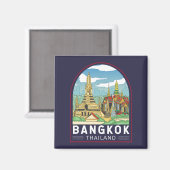 Aimant Emblème Bangkok Thaïlande Travel Retro (Recto/Verso)