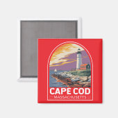 Aimant Emblème d'art de voyage Cape Cod Massachusetts (Recto/Verso)