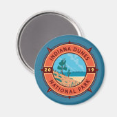Aimant Emblème de compass rétro du parc national des dune (Recto/Verso)
